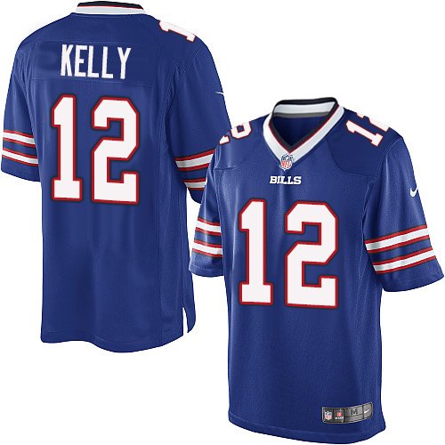 Men's Limited Jim Kelly Nike Jersey Royal Blue Home - #12 NFL Buffalo Bills